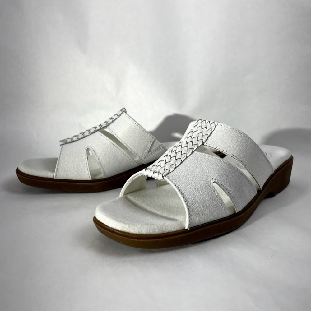 Dr. Scholl's White Leather Braided Sandal Size 9